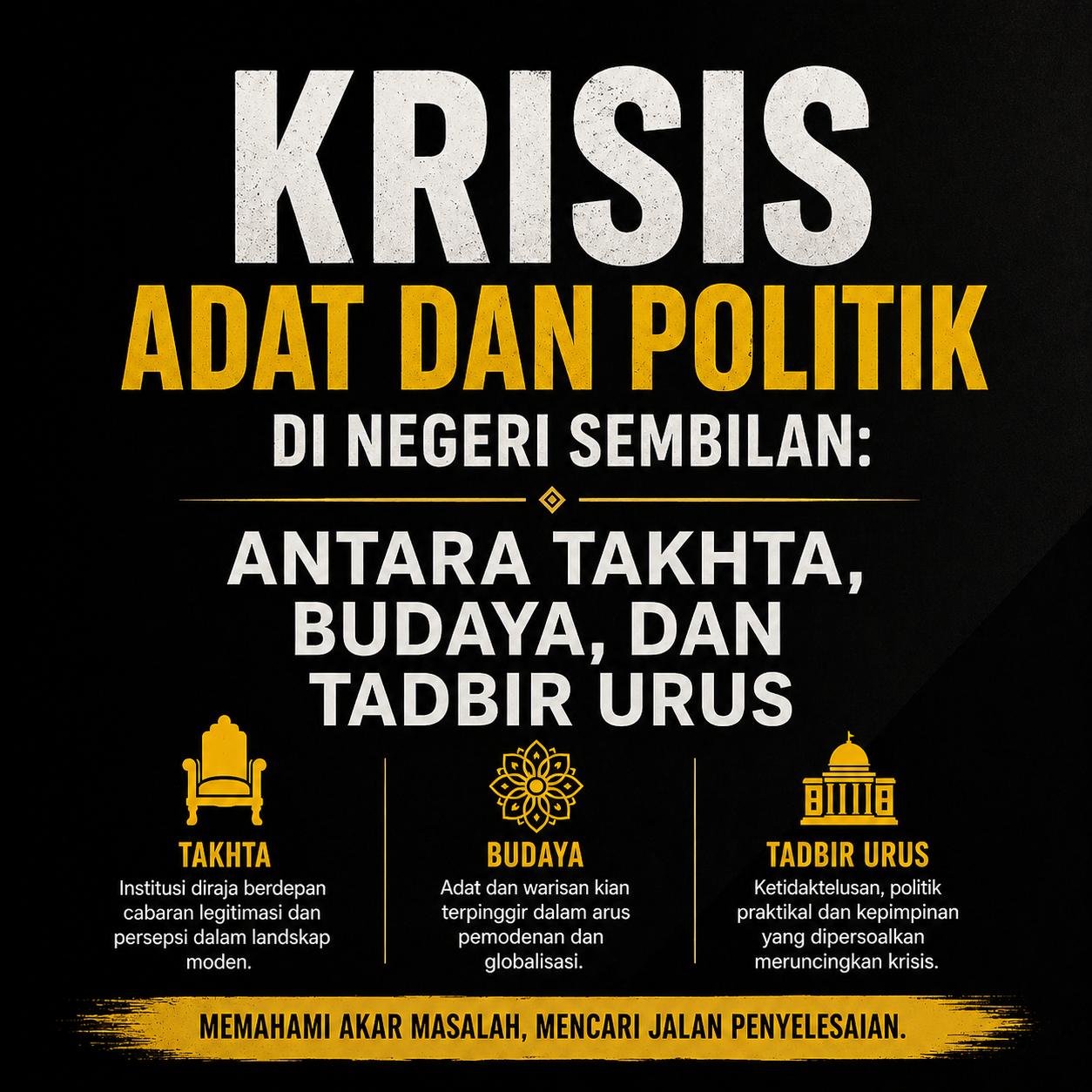 KRISIS ADAT DAN POLITIK DI NEGERI SEMBILAN: ANTARA TAKHTA, BUDAYA, DAN TADBIR URUS