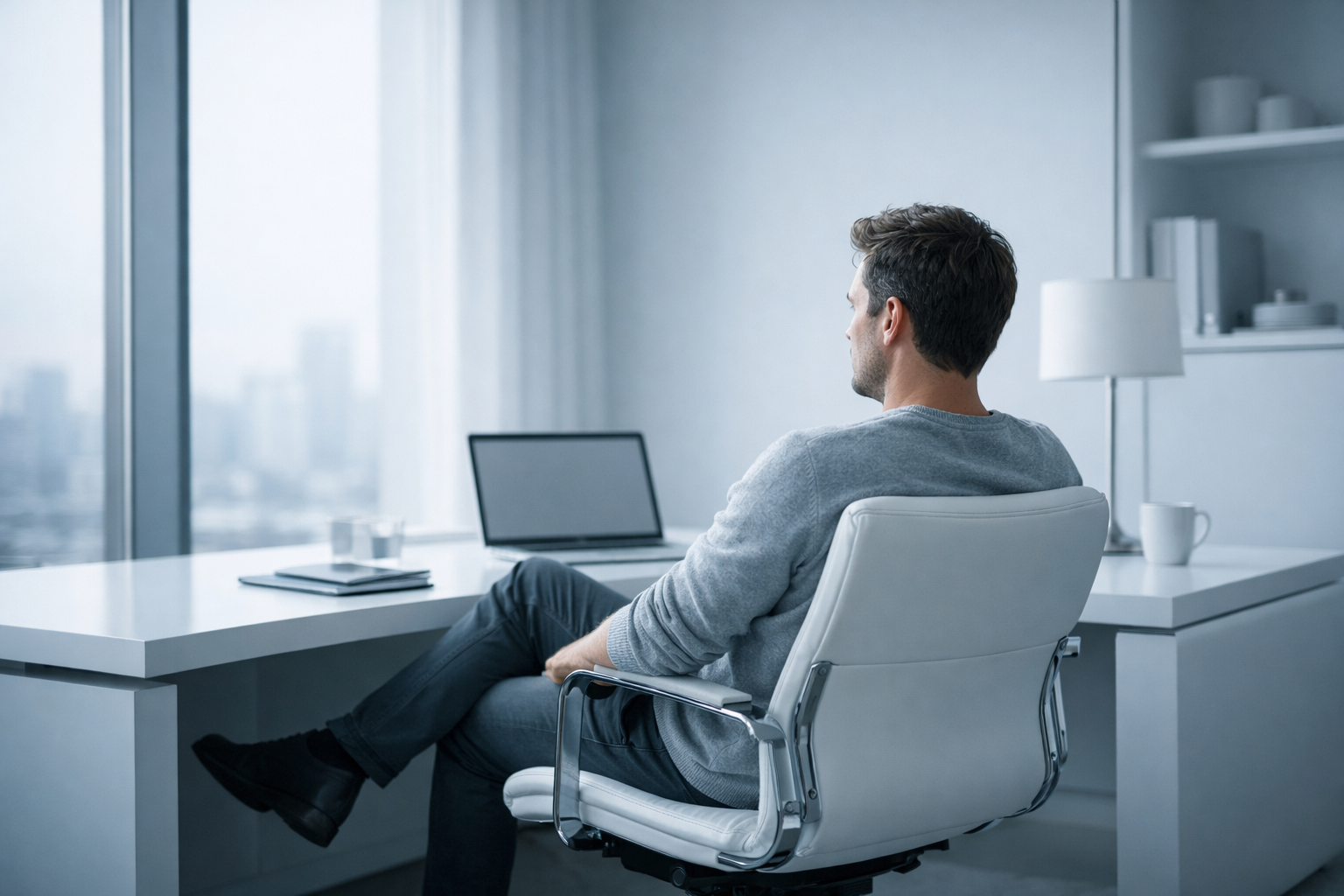 person rereading a short document carefully, calm posture