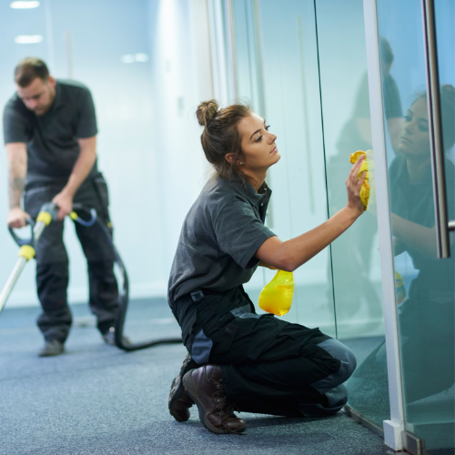 Adelaide office cleaners at work doing commercial office cleaning in adelaide.