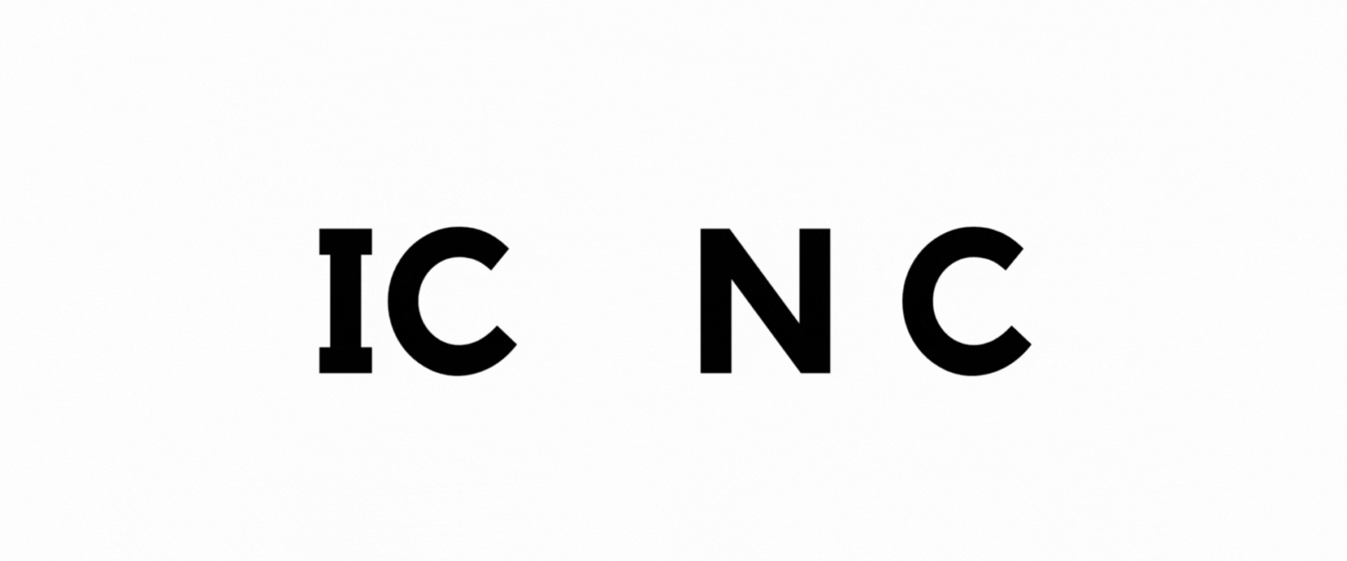 Bold black letters spelling out 'IC NC' on a white background.