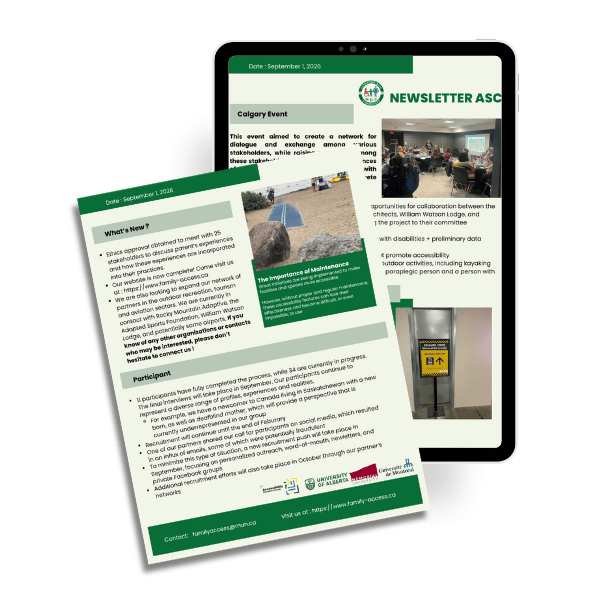 ASC newsletter displayed on a tablet alongside a PDF newsletter mockup.
