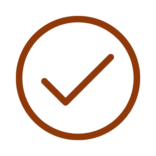 A checkmark inside a circle, representing completion or approval.