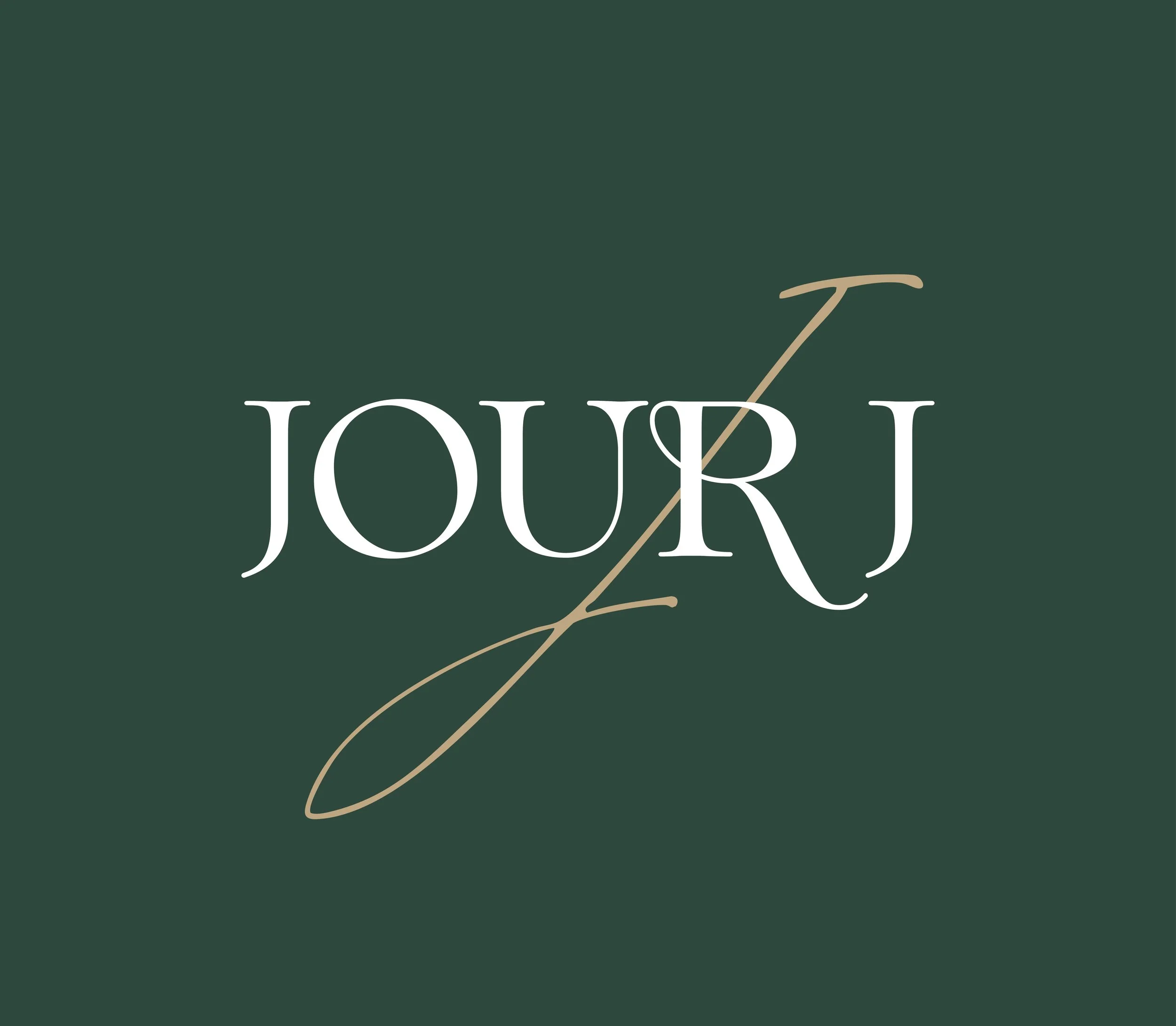 The image features the word 'JOUR' with a stylized letter 'J' extending into a sweeping line beneath the text on a dark green background.