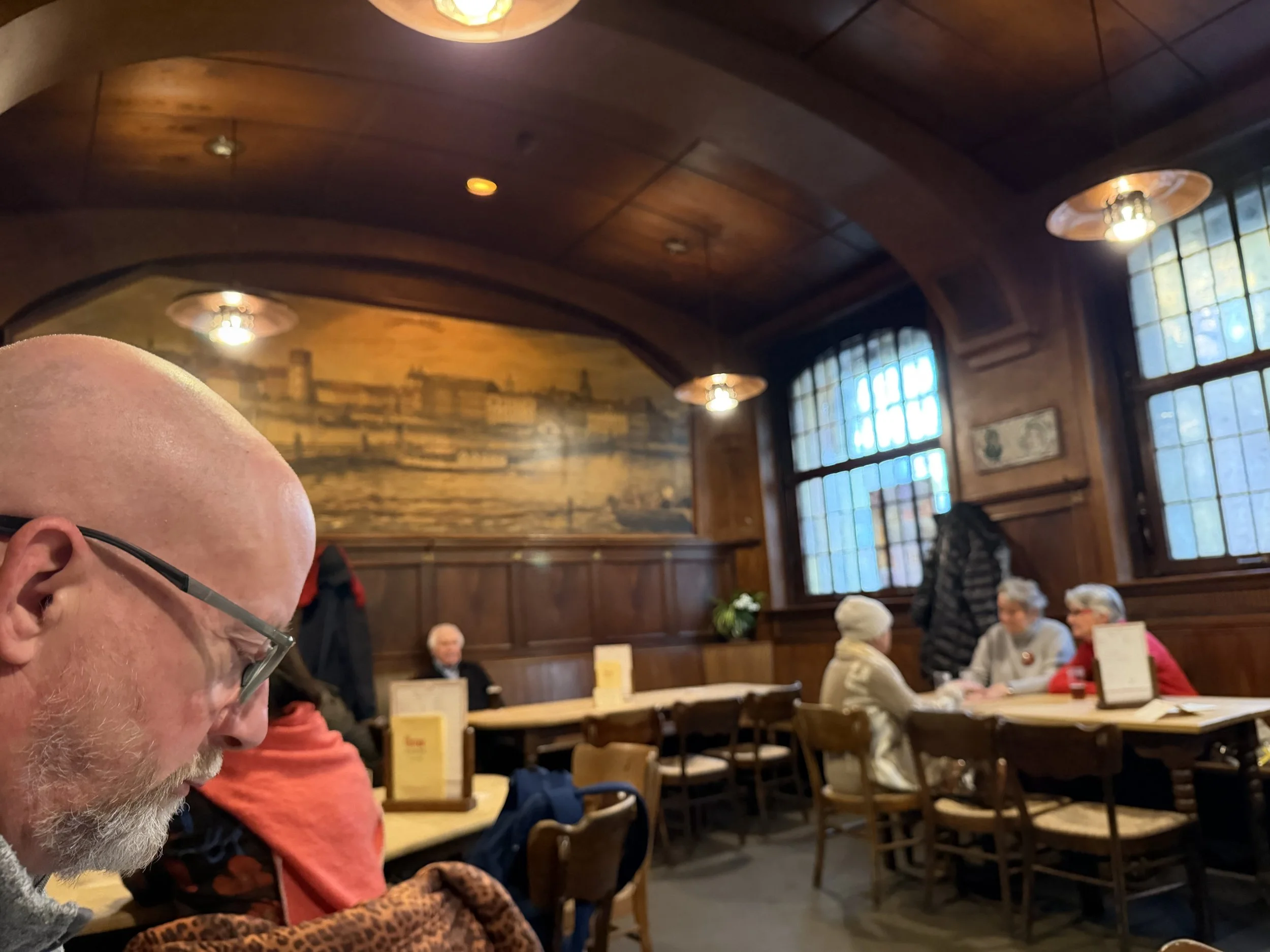 Contemplating the schnitzel...