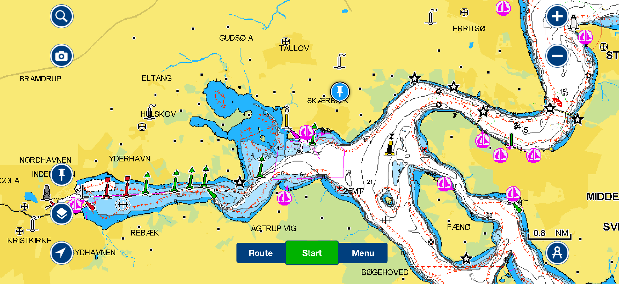 Nautical Chart of the Skaerbaek area