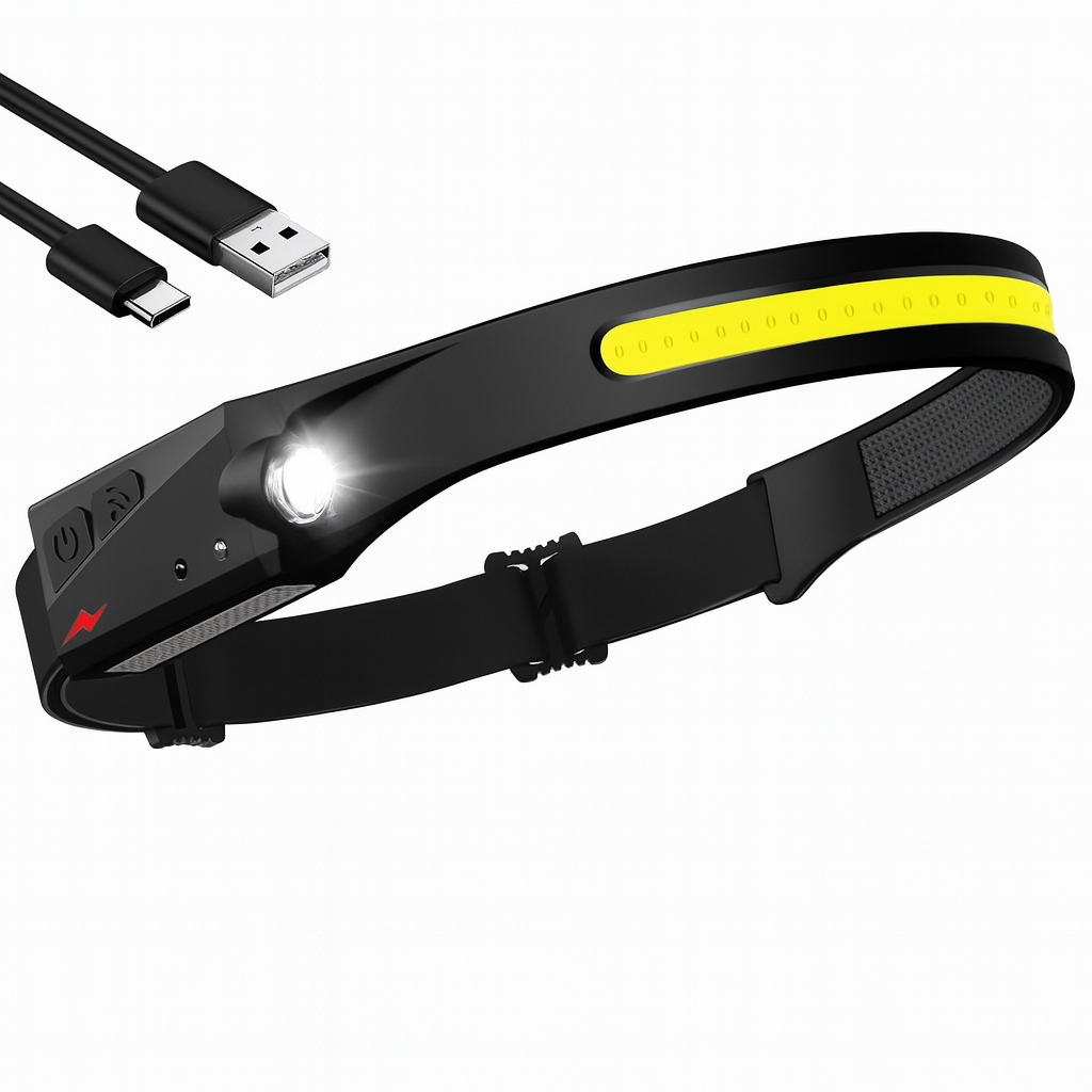 Headlamp Rechargeable, 230° Wide Beam Head Lamp LED with Motion Sensor for Adults - Camping Accessories Gear, Waterproof Head Light Flashlight for Hiking, Running, Repairing, Fishing, Cycling