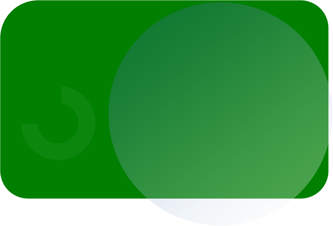 A predominantly green background with a large white circle overlapping the right side.