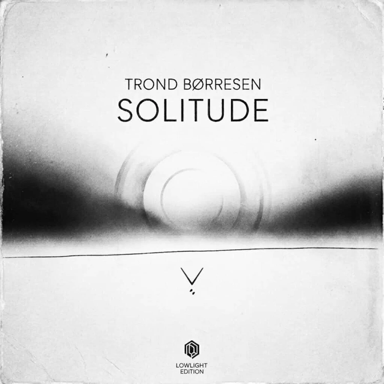 Album cover for Trond Børresen's 'Solitude EP', featuring a black and white abstract design with a circle and gradient shading.