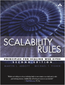 Book cover titled 'Scalability Rules' by Martin L. Abbott and Michael T. Fisher, featuring a spiral shell illustration.