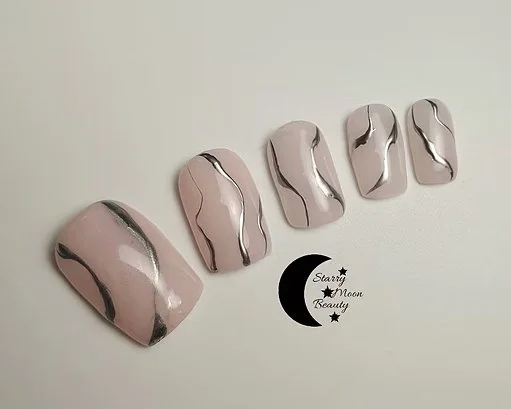 Mirror swirl press on nails