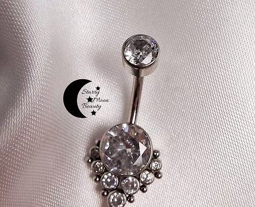 Crystal cluster belly button bar
