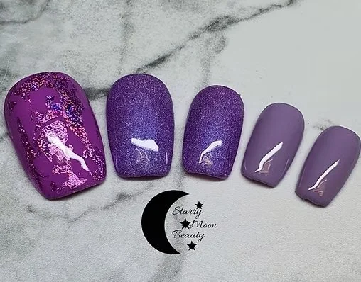 Holo purple press on nails