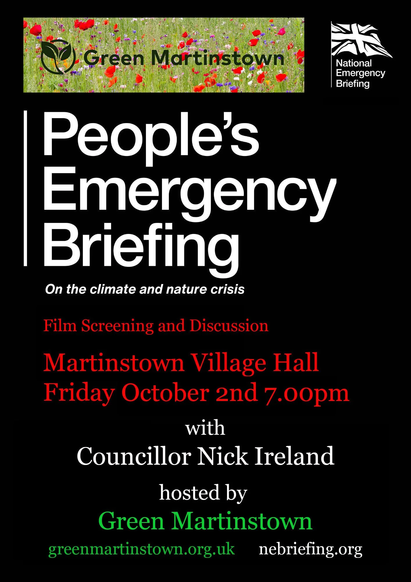 People’s Emergency Briefing — Film Screening&nbsp;2nd October at the Village Hall