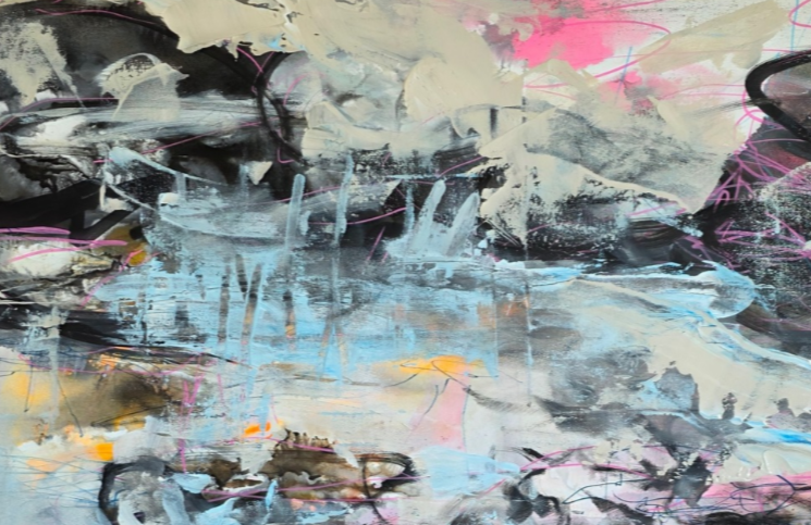 Detail of Therme Meran, 2026, acrylic and oil on canvas by Victoria Wittmer