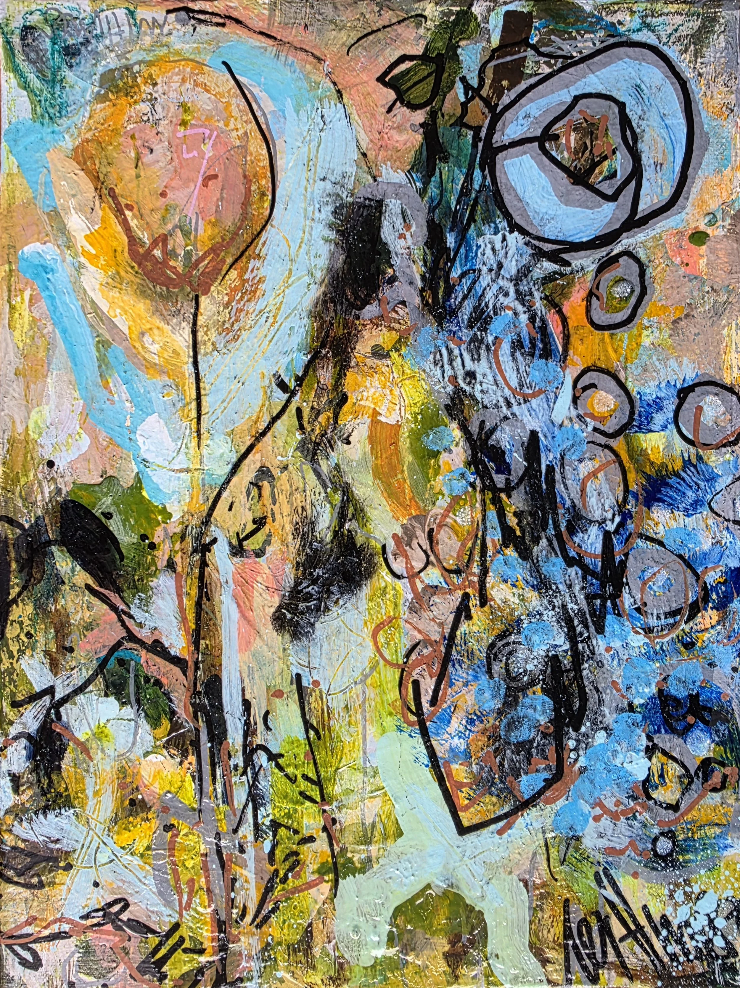 Abstraktes Gemälde "Balloon Tree" von Victoria Wittmer, Acryl auf Leinwand.