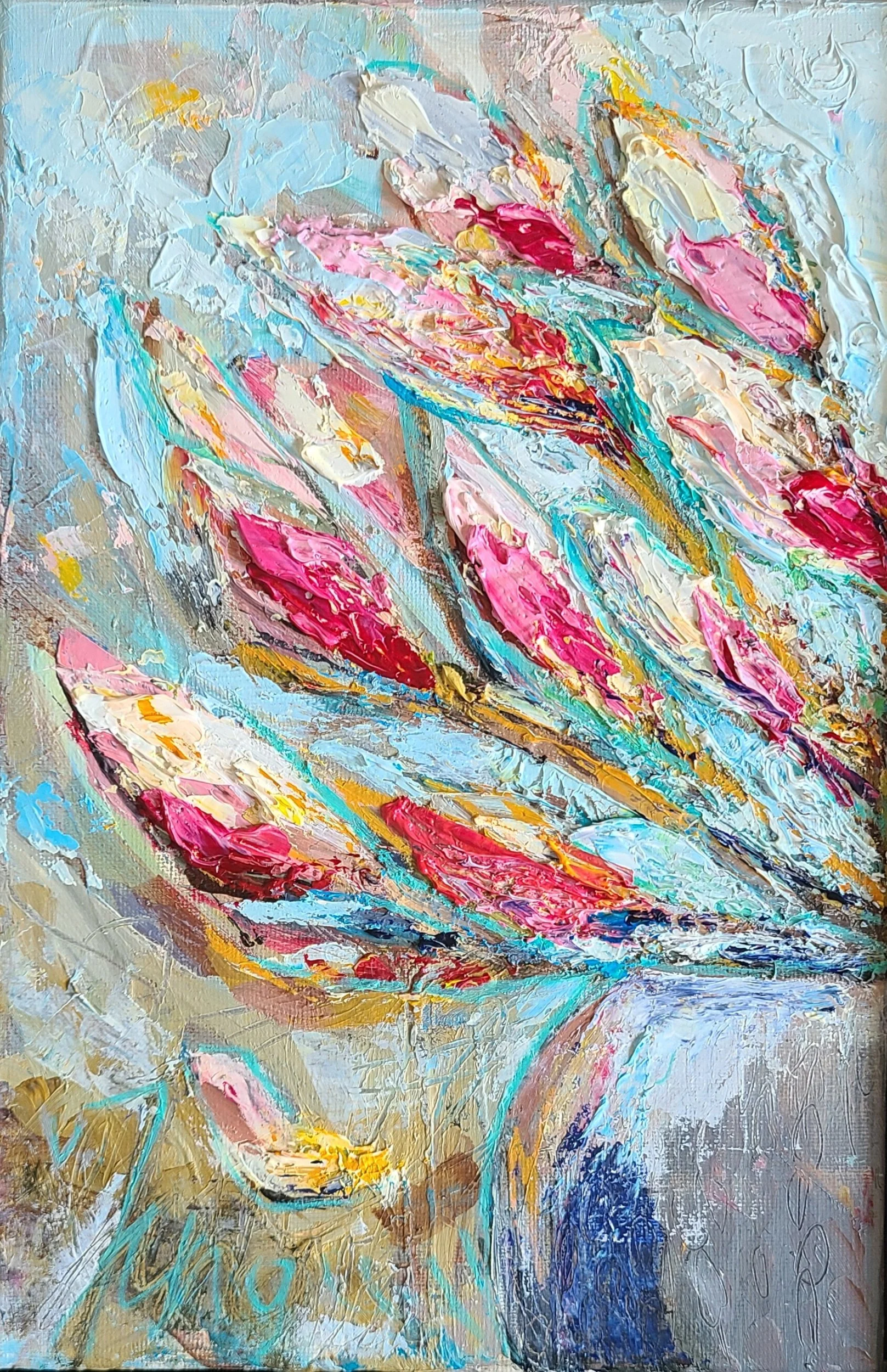 Dipinto astratto „Pradler Magnolien“ di Victoria Wittmer.