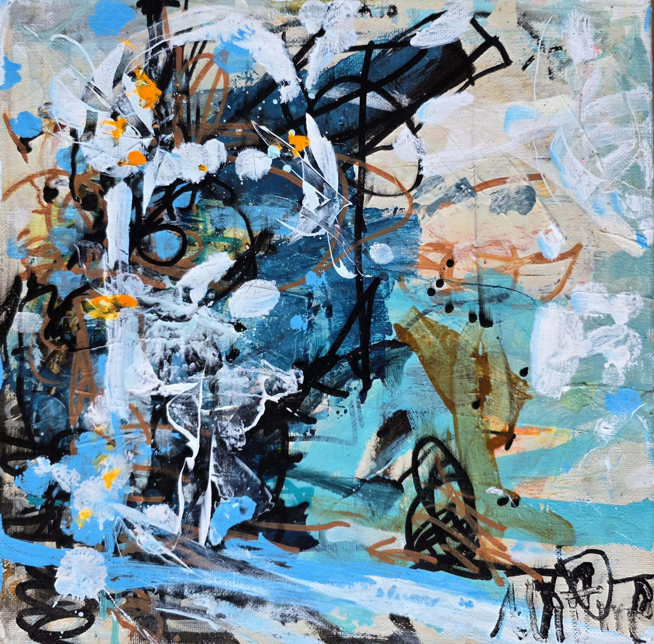 Abstraktes Gemälde "Frost" von Victoria Wittmer, Acryl auf Leinwand.