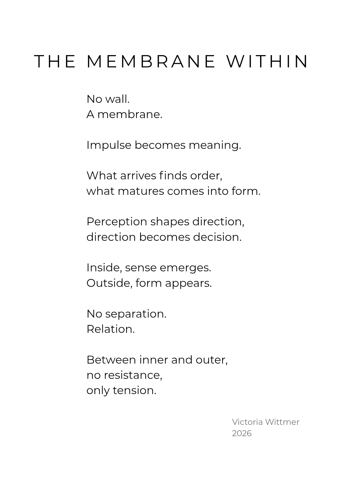 Typographic text artwork “The Membrane Within” by Victoria Wittmer.