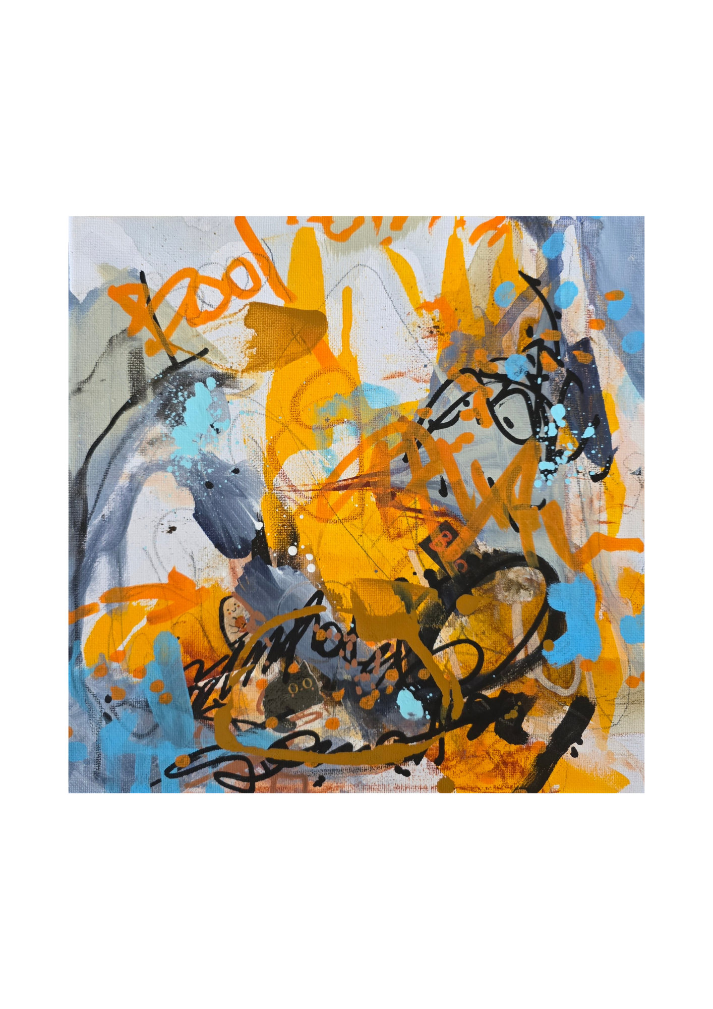 3 × schwarzer Kater – Fine Art Print A4