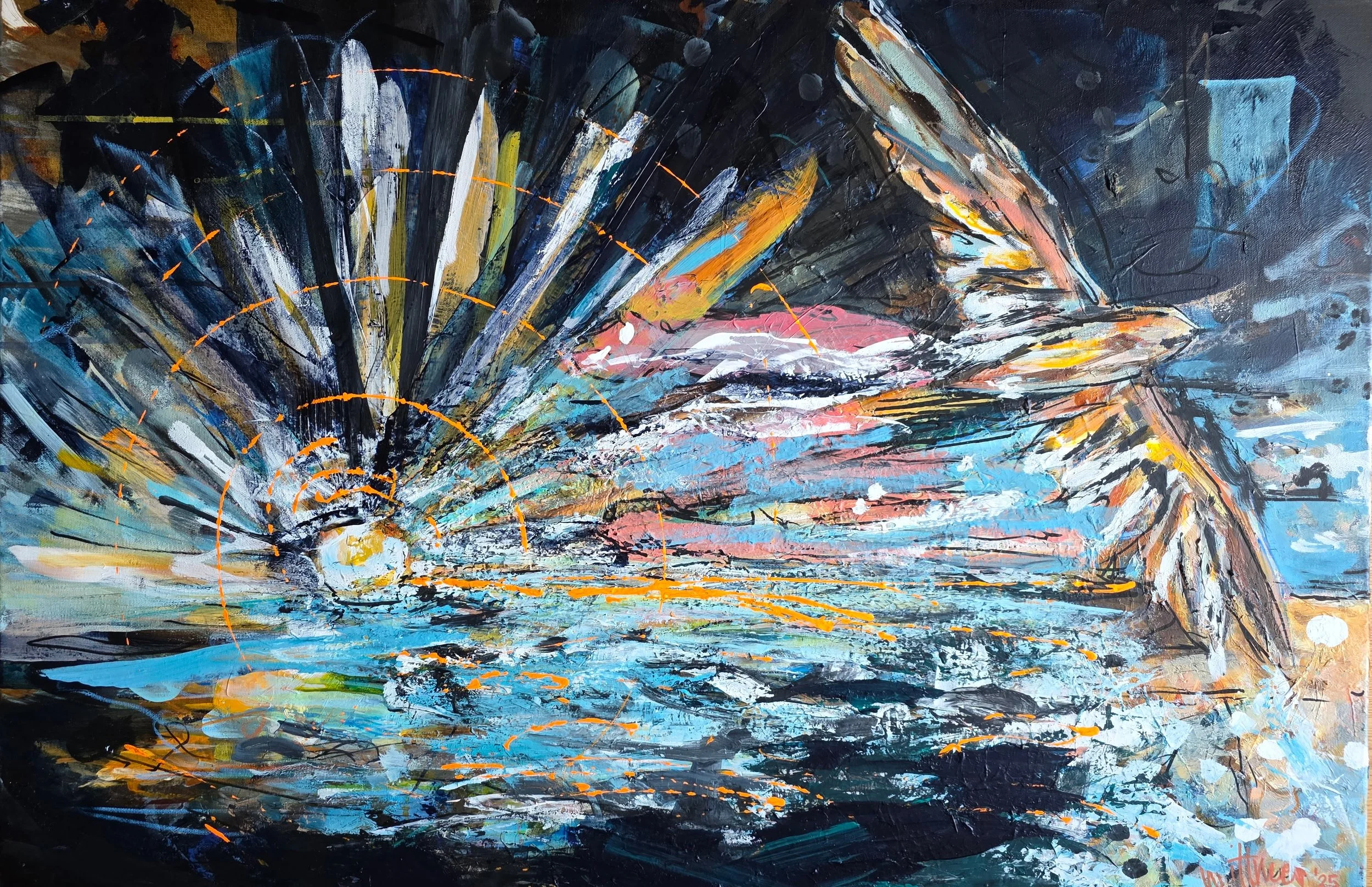 Dipinto astratto „Free like the wind“ di Victoria Wittmer.