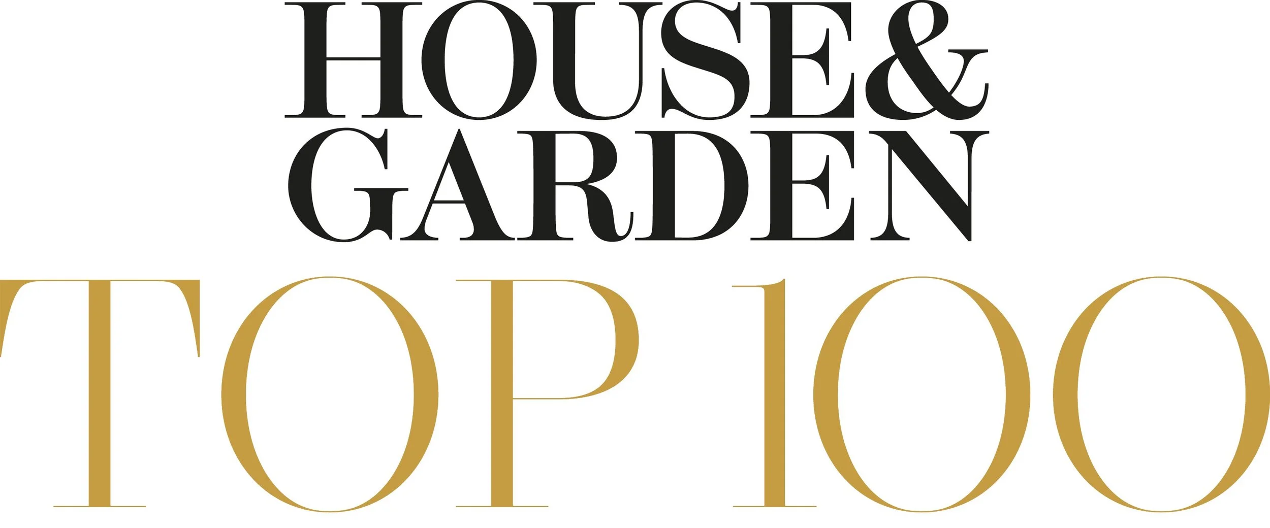 Text that reads 'House & Garden Top 100' in black and gold serif font on a white background.