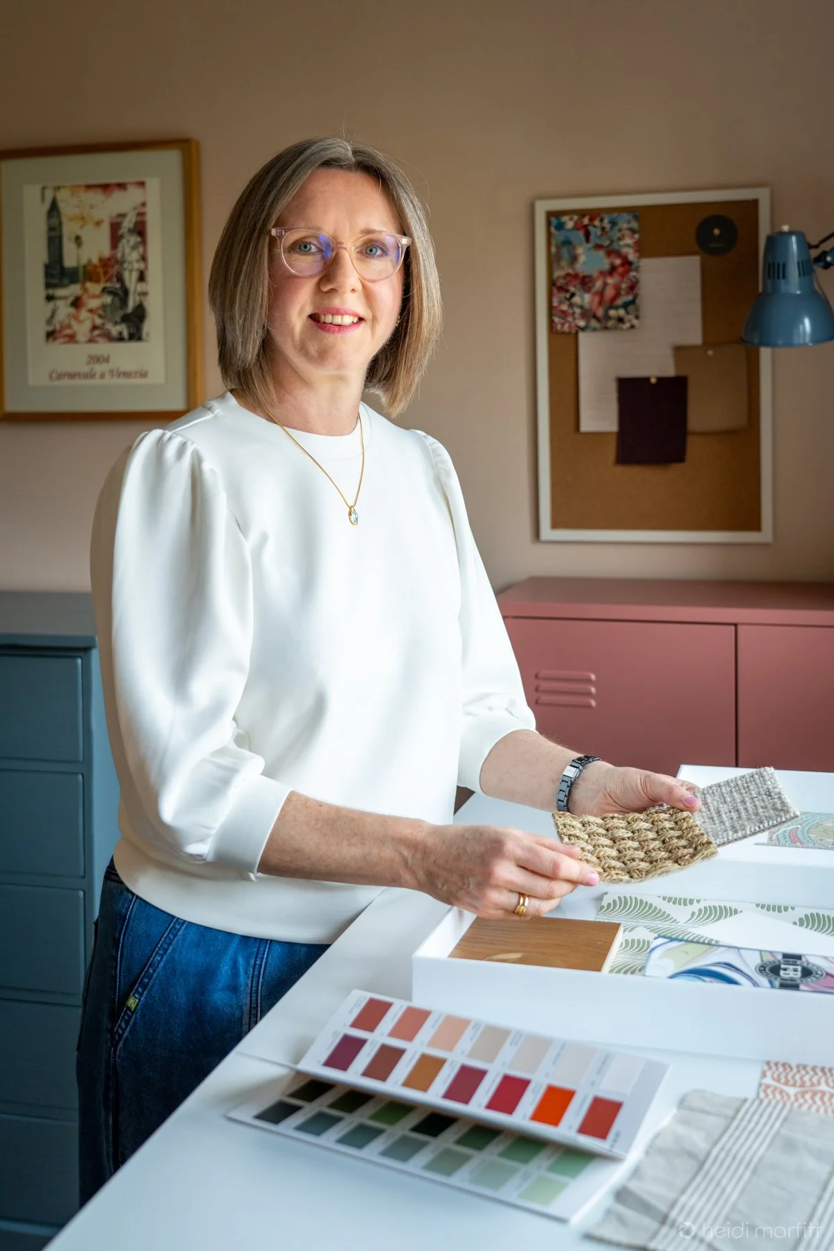 Ilkley based interior designer, Kirsty Jackson working in studio