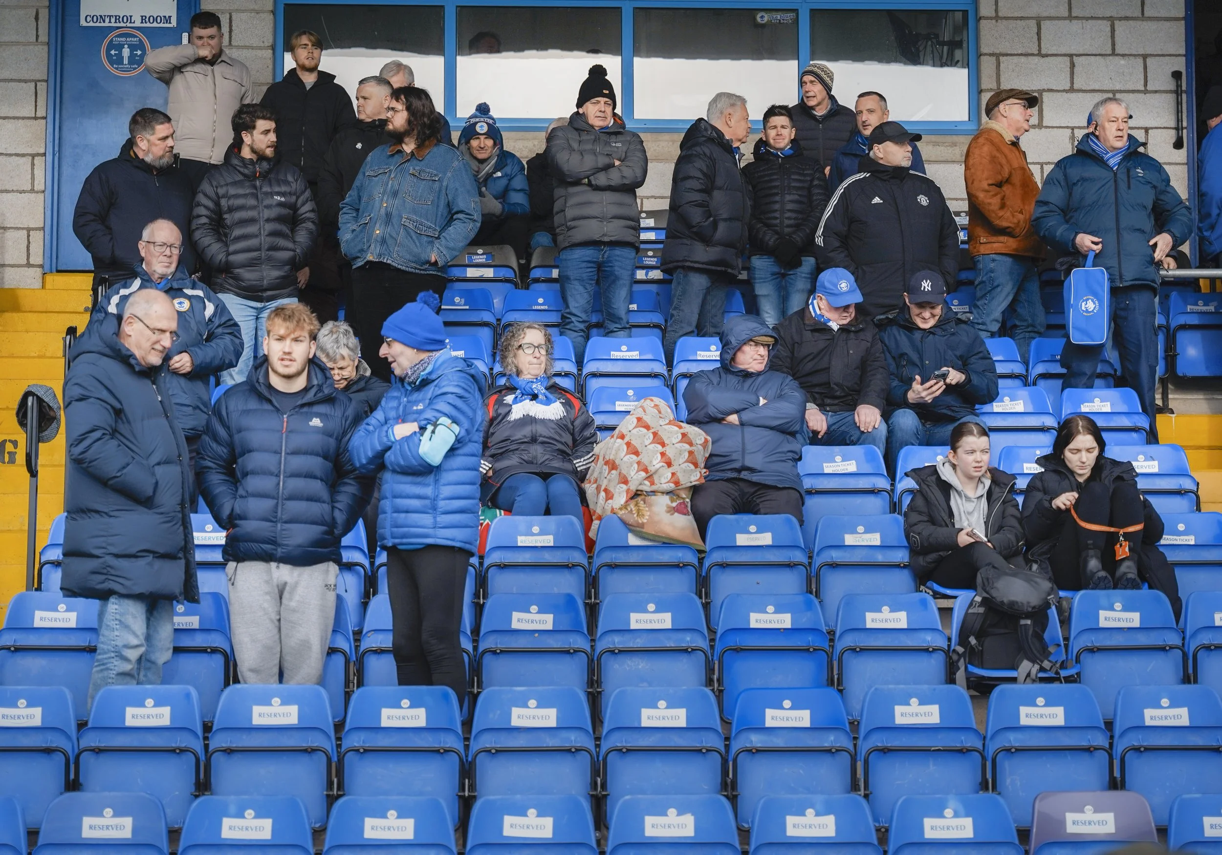 The East Stand seats in Deva Stadium, home of the fan-owned phoenix club Chester FC.