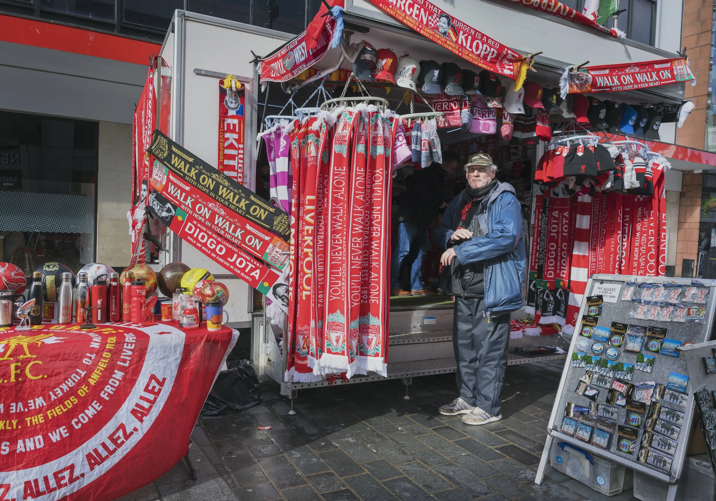 Memorabilia being sold during match day before West Hame game.