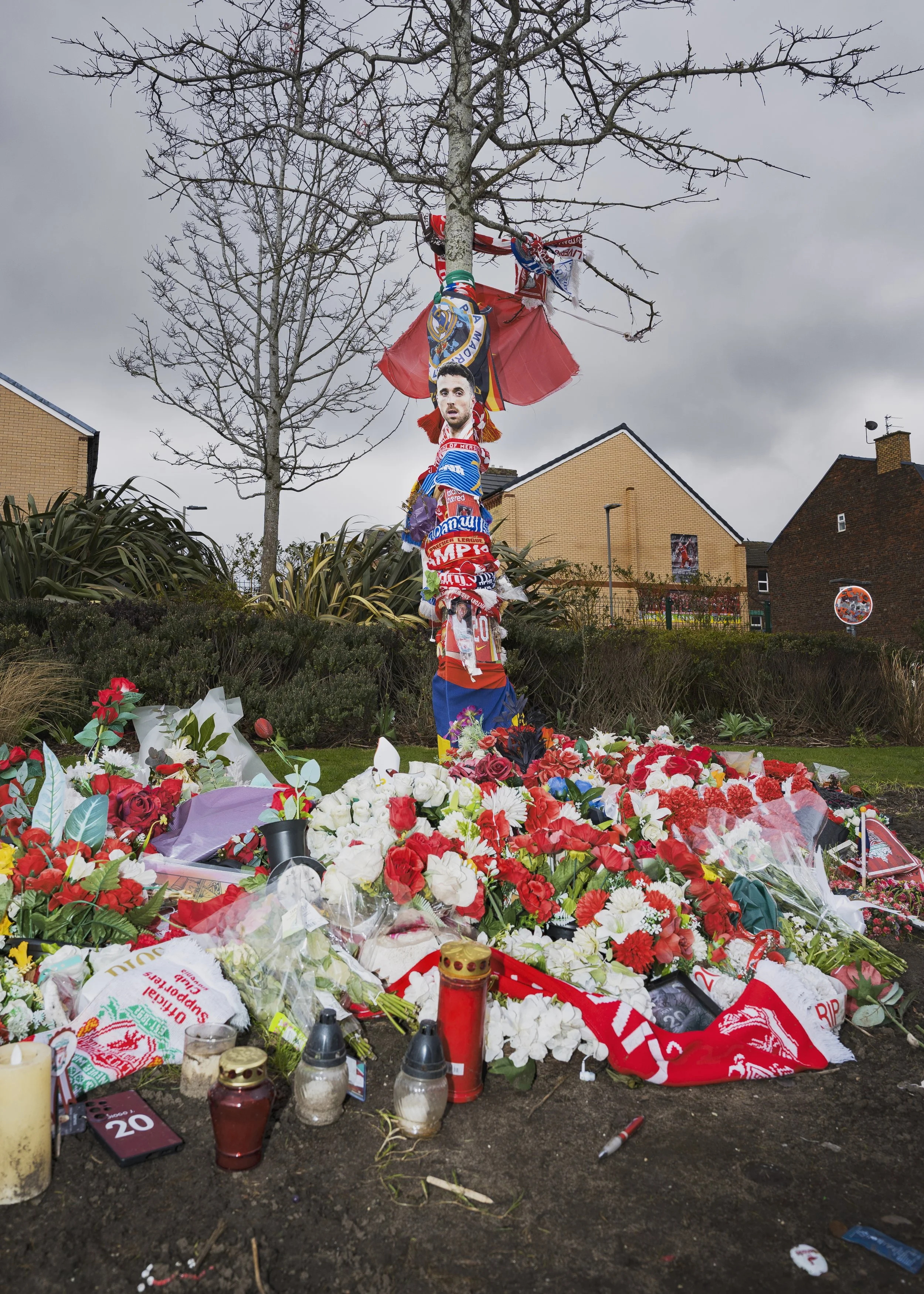 Diogo Jota memorial outside of the Anfield stadium.