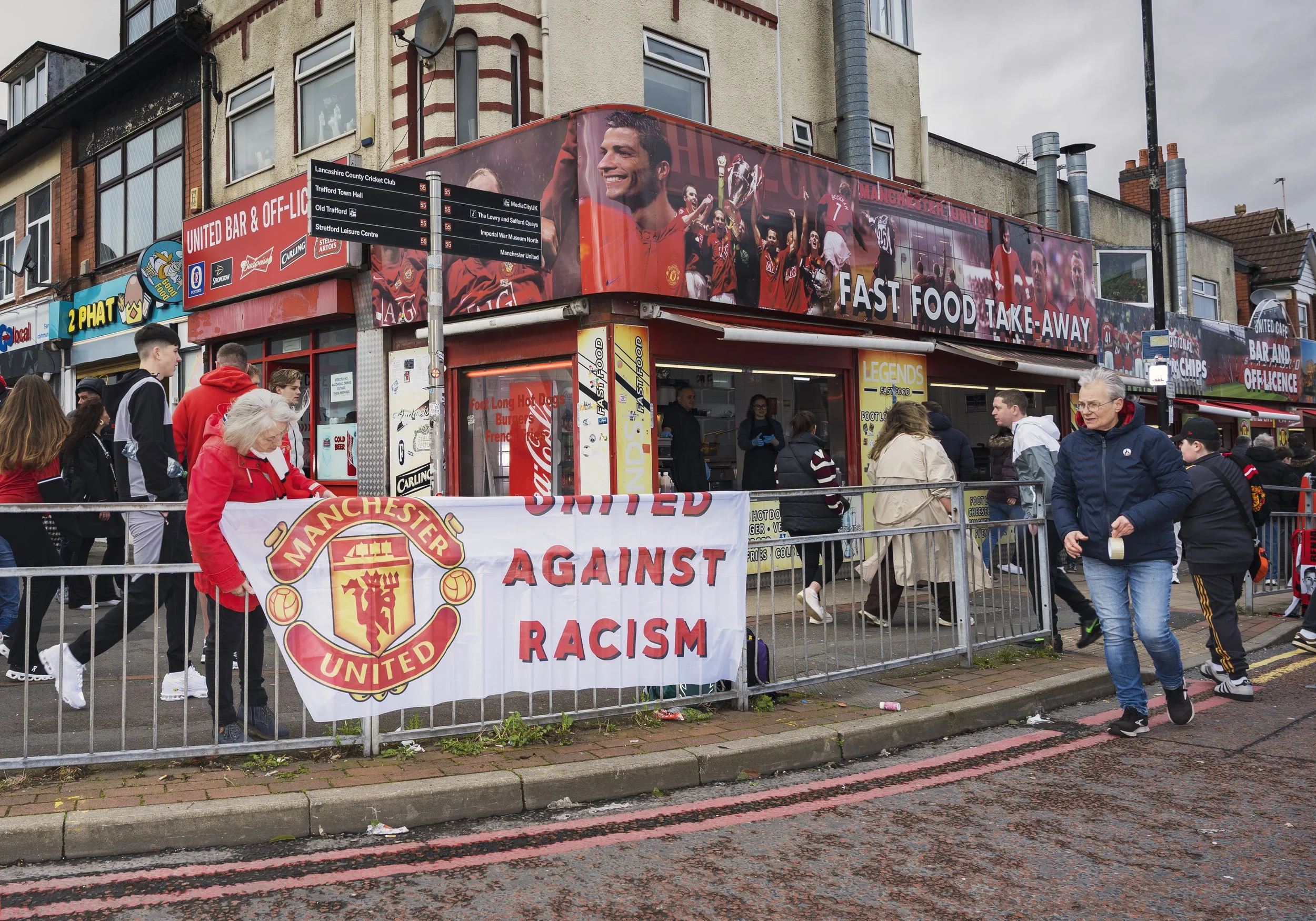 Protests against Manchester United co-owner, Sir Jim Ratcliffe's, racist comments.
