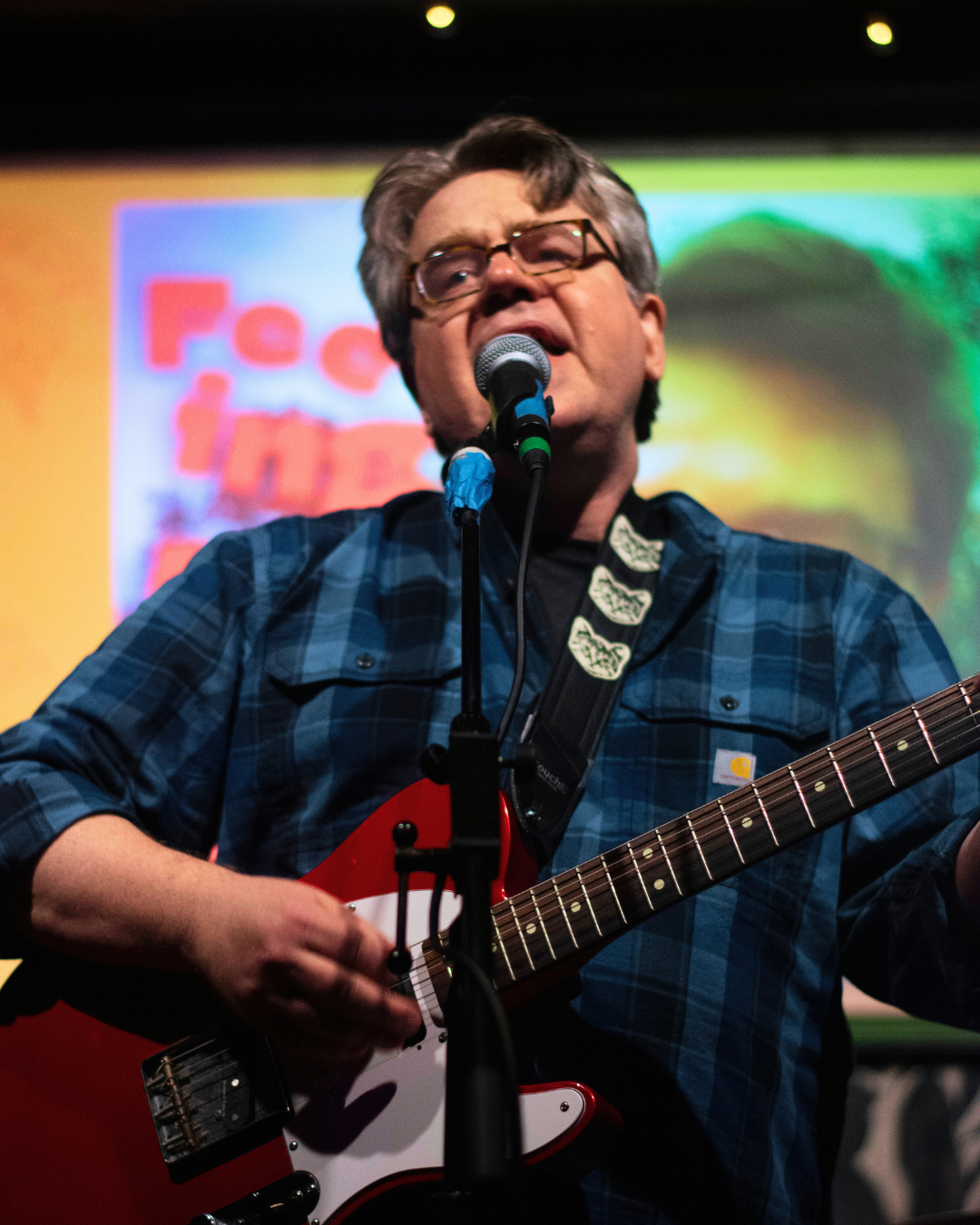 Flying the flannel at album-release show (photo: Matt Bajor)