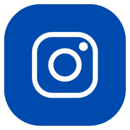 Instagram logo with a blue background and white camera icon.