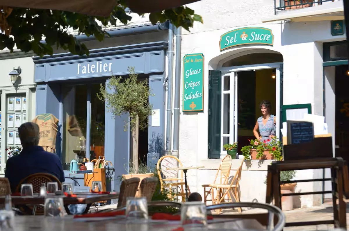 Aubeterre, a beautiful hill top town nearby, with river for swimming below.