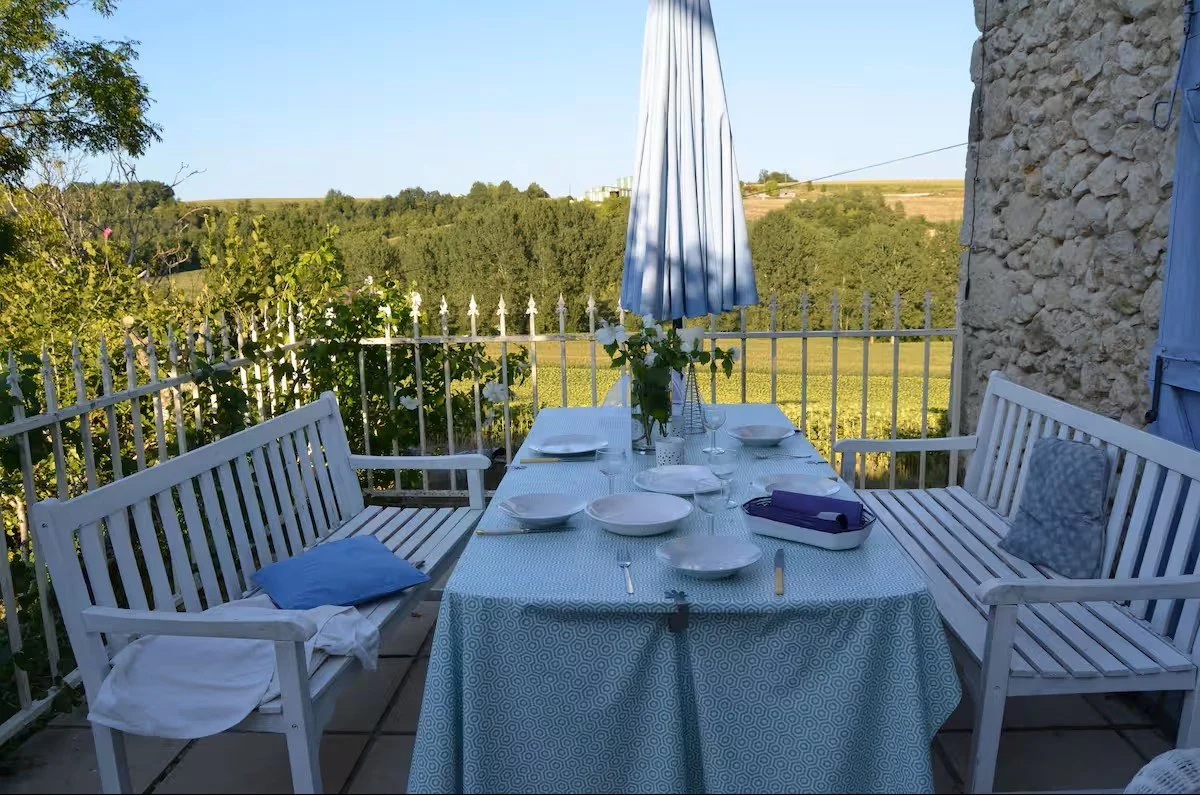 terrace overlooking the valley