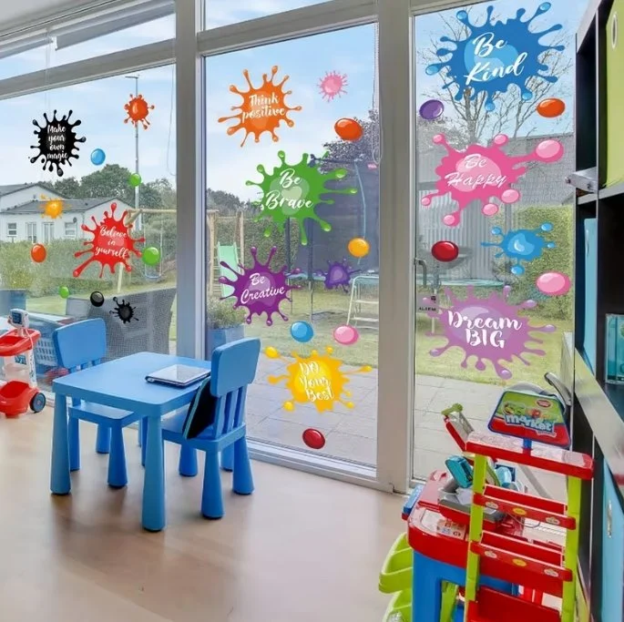 Creative Confidence & Positive Mindset Wall Stickers – Paint Splodge Inspirational Quote Set (3 Sheets)