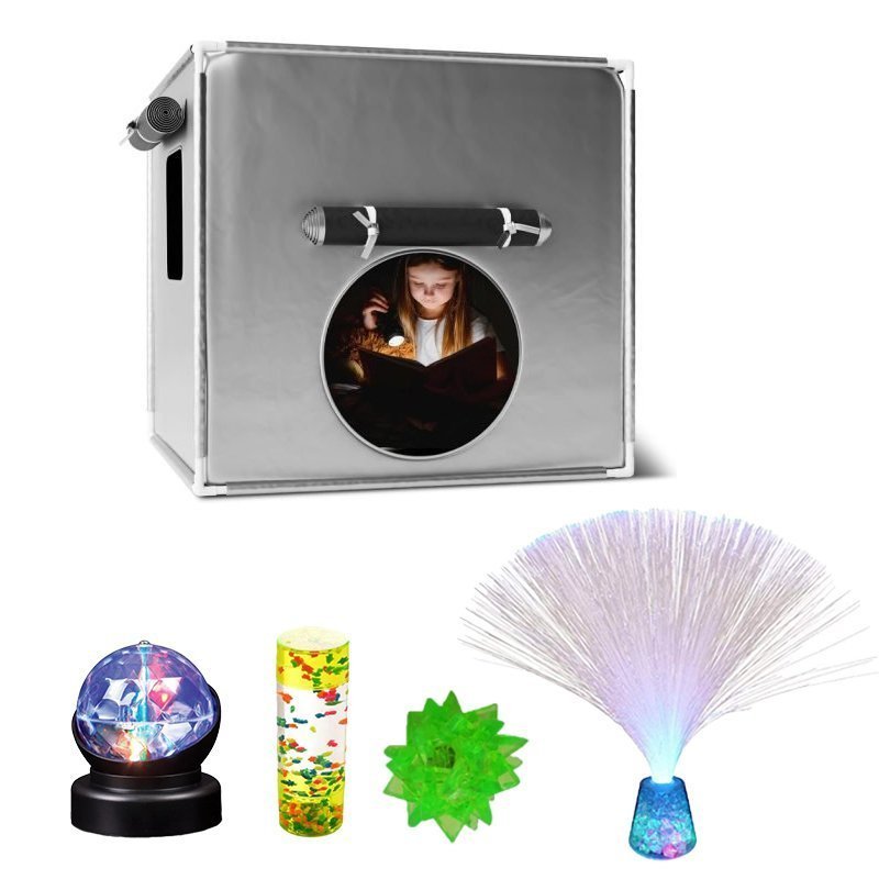 Dark Den Pop Up Play Tent Bundle - with 4 Light Up Toys