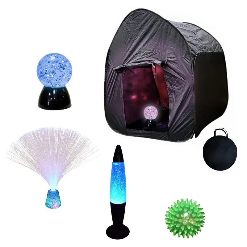 Playlearn Black Sensory Pop-Up Tent & Light-Up Toys Bundle