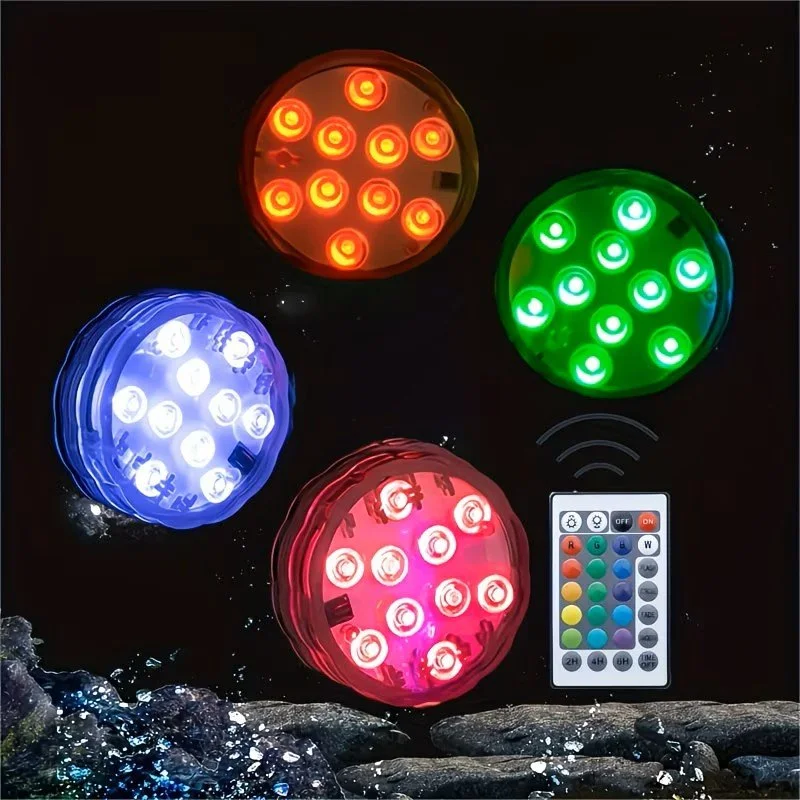 Underwater LED bath lights (4-Pack with Remote)