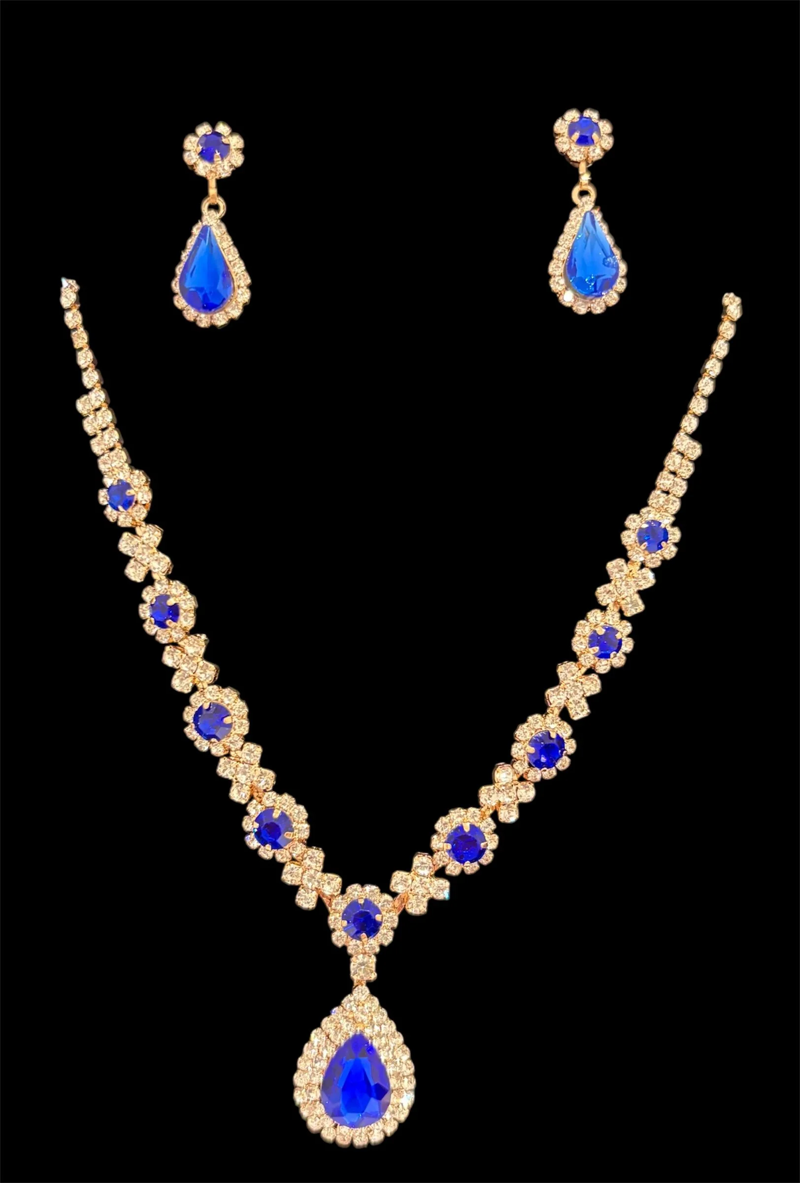 Blue Rhinestone Necklace Set