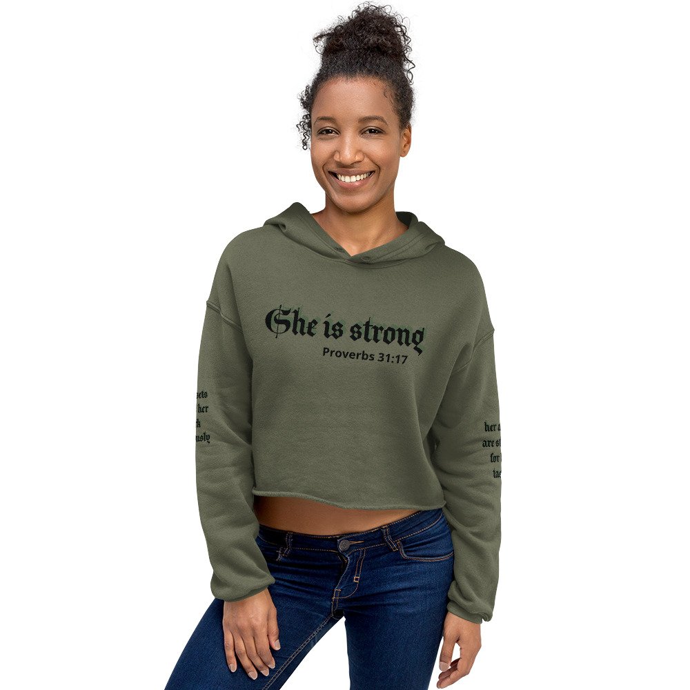 She Is Strong Crop Hoodie