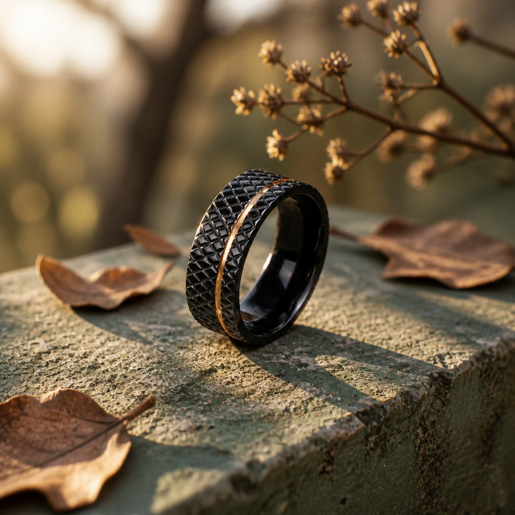 Black & Gold Geometric Men's Ring