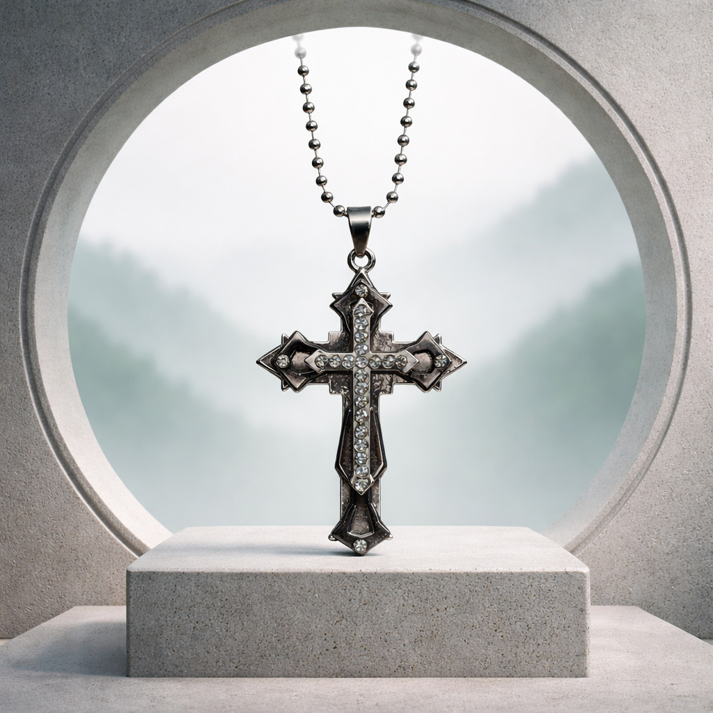 D3 Crystal Cross Pendant Necklace