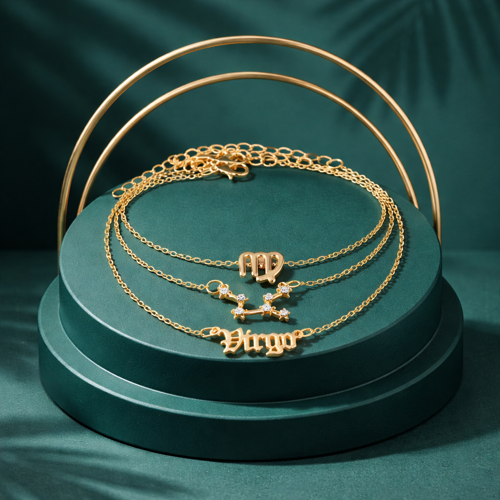 AB007 Virgo Zodiac Layered Necklace Set