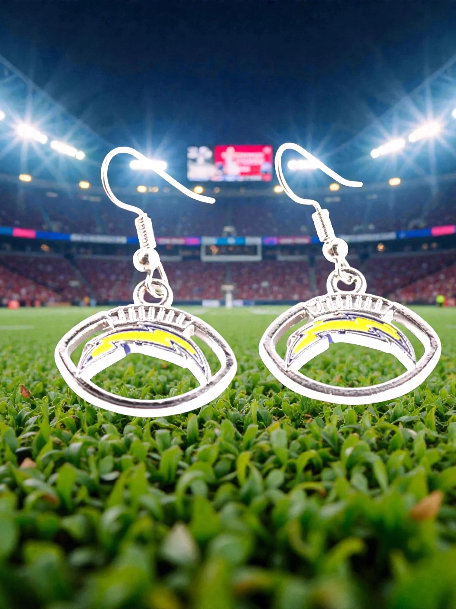 E126 Los Angeles Chargers With A Football Curve Earrings