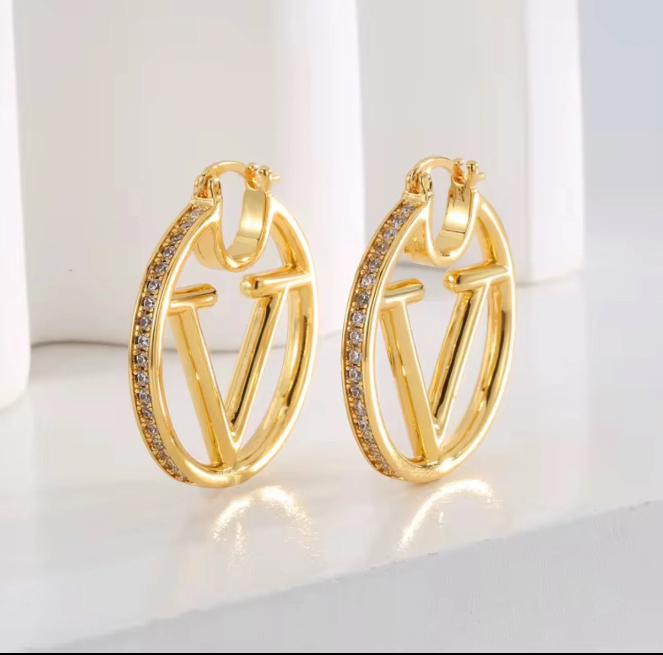 Elegant Sterling Silver Or Gold Hoop Earrings with Cubic Zirconia