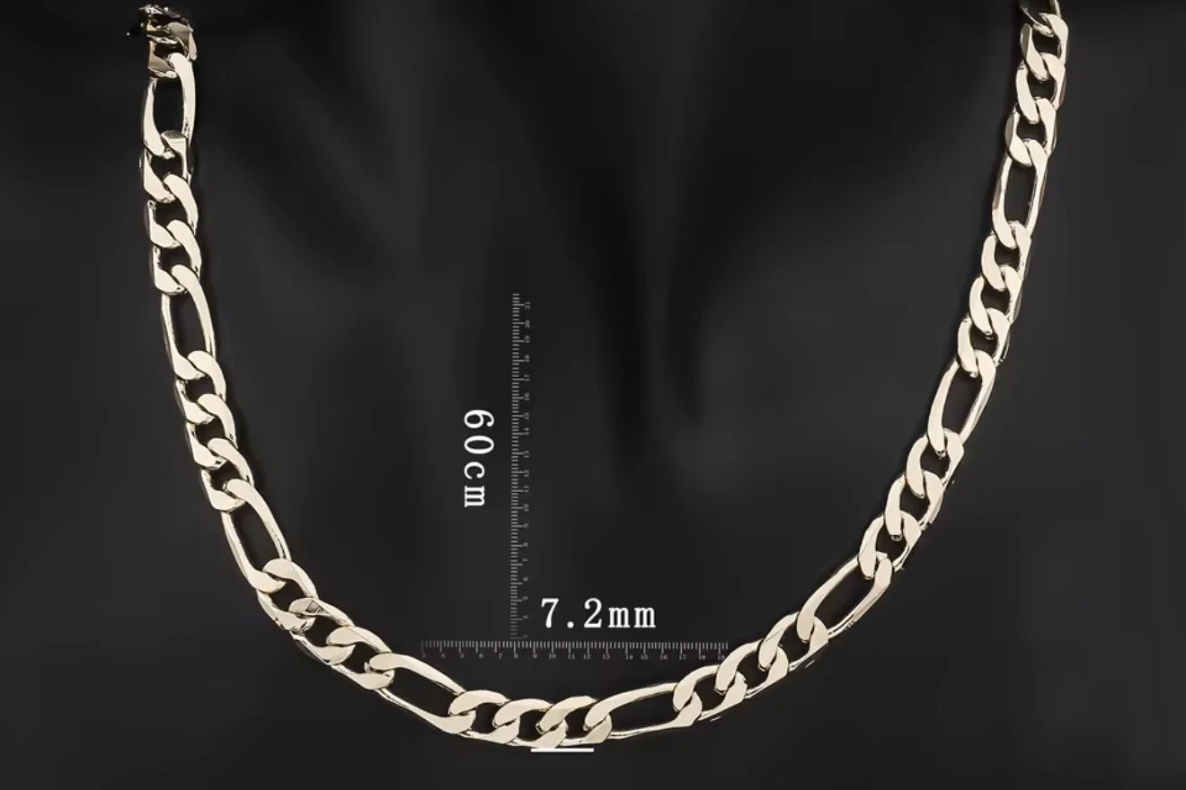 FL306 7.2MM 14K Gold Figaro High Premium Quality Multiple Width and Lengths
