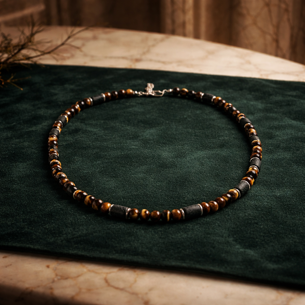 ST106 Earthy Elegance Men's Beaded Necklace