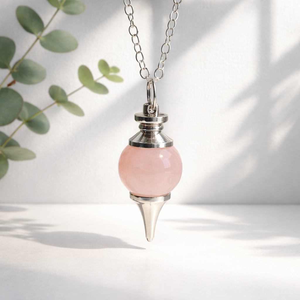 C14 Rose Quartz Pendulum Necklace