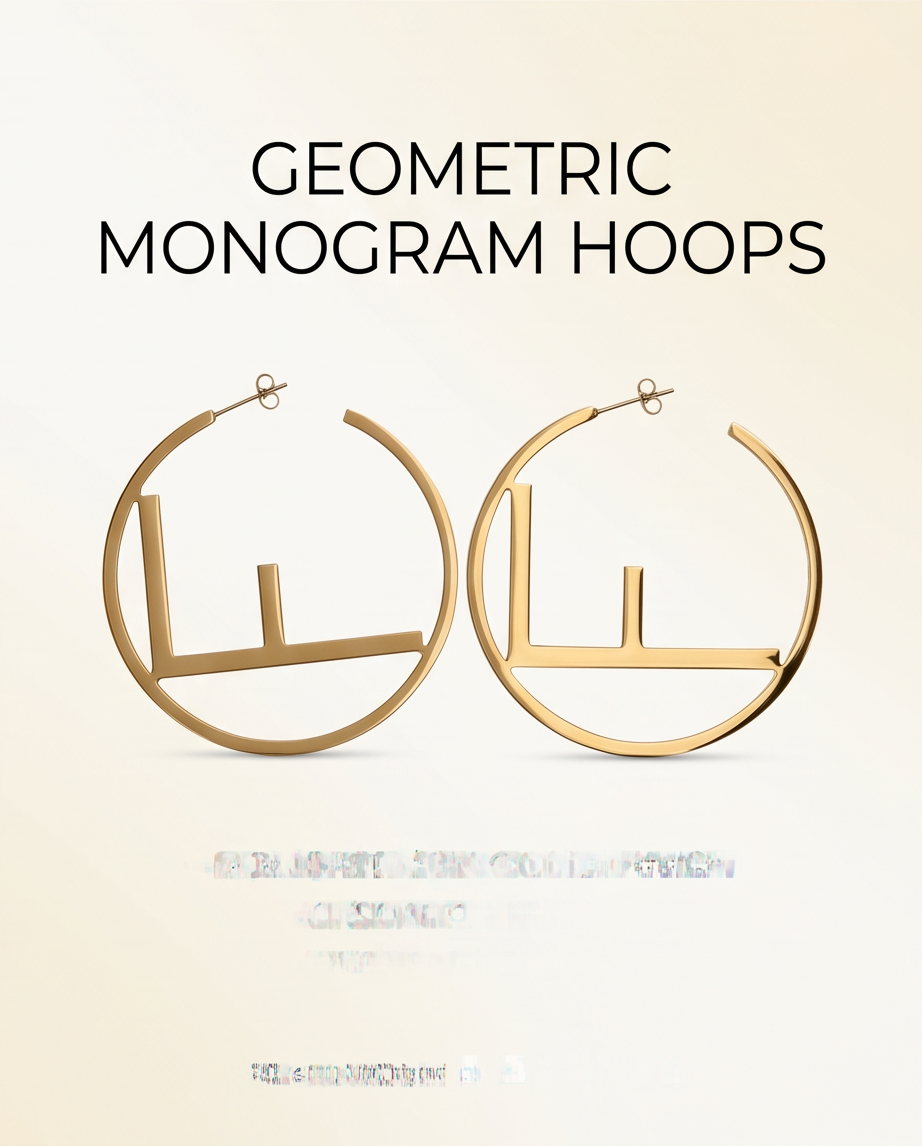 Luxury Statement Geometric Monogram Earrings Hoops