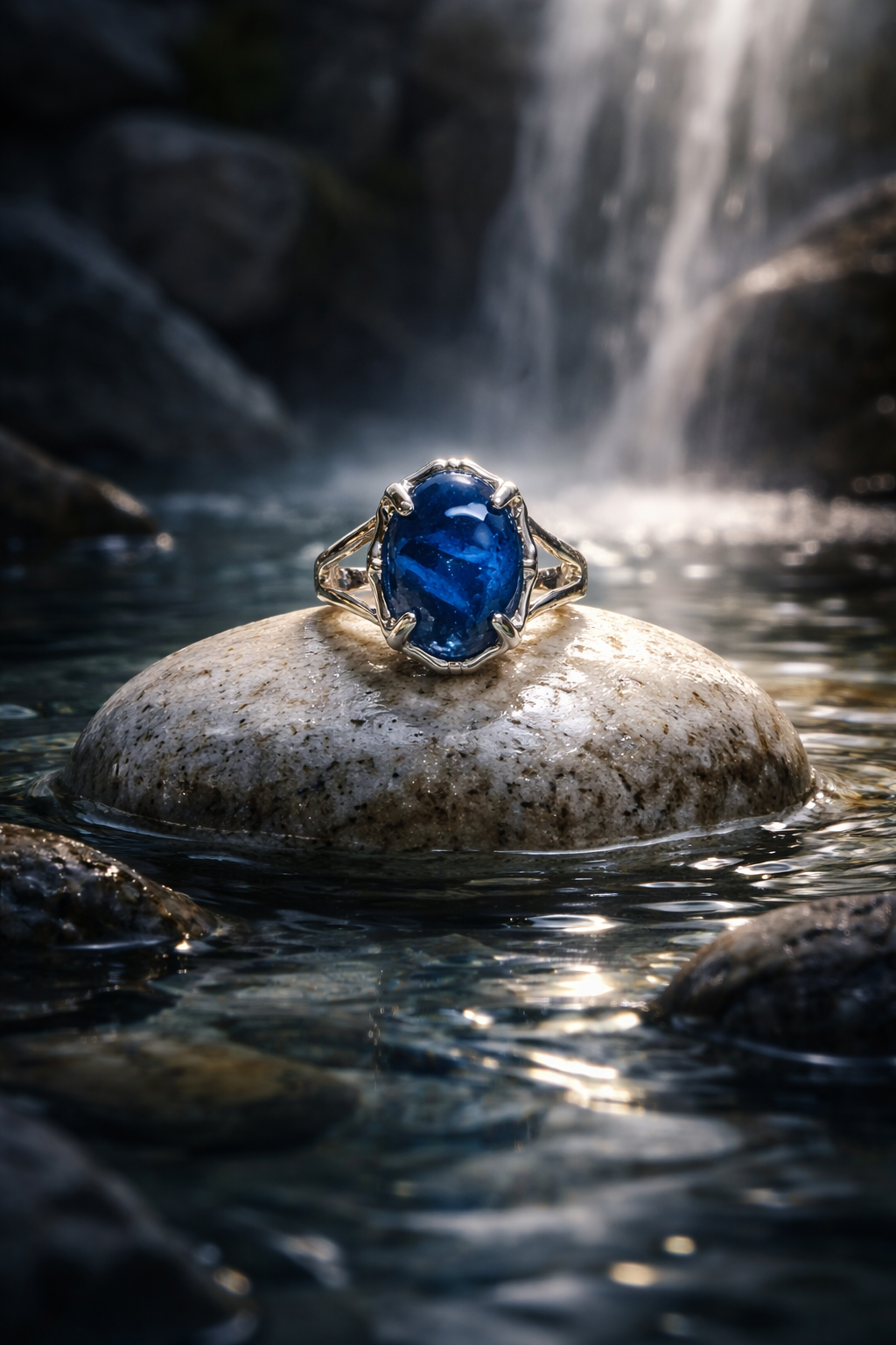 SR909 Deep Blue Gemstone Radiance Ring Only Size-7